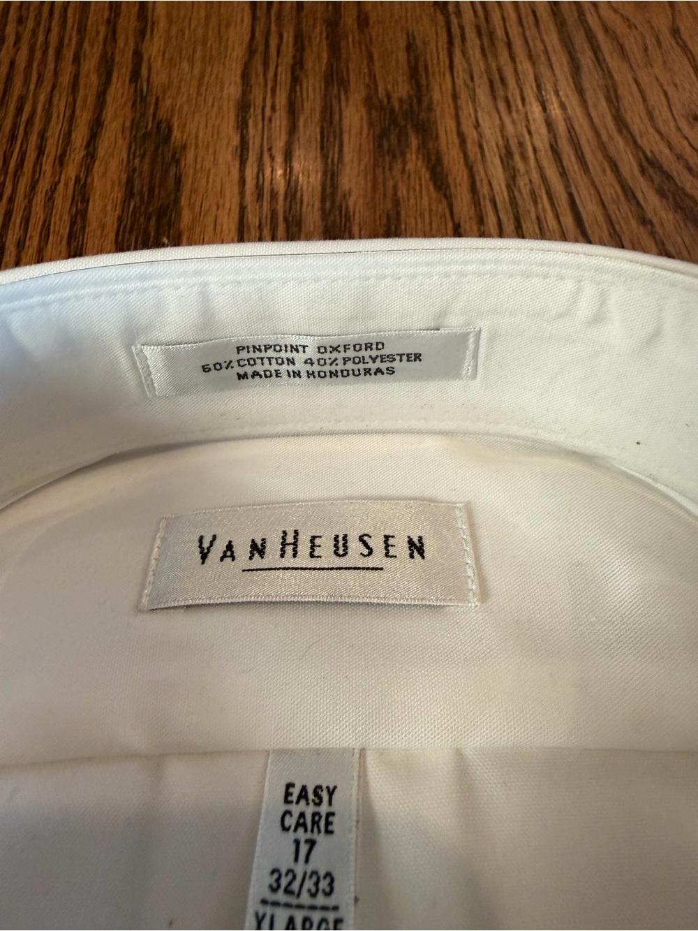 2/$10 Van Heusen White Pinpoint Oxford Easy Care Dress Shirt Men’s XL 32/33 NWT - Picture 3 of 4